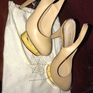 Charlotte Olympia Dolly nude slingback’s